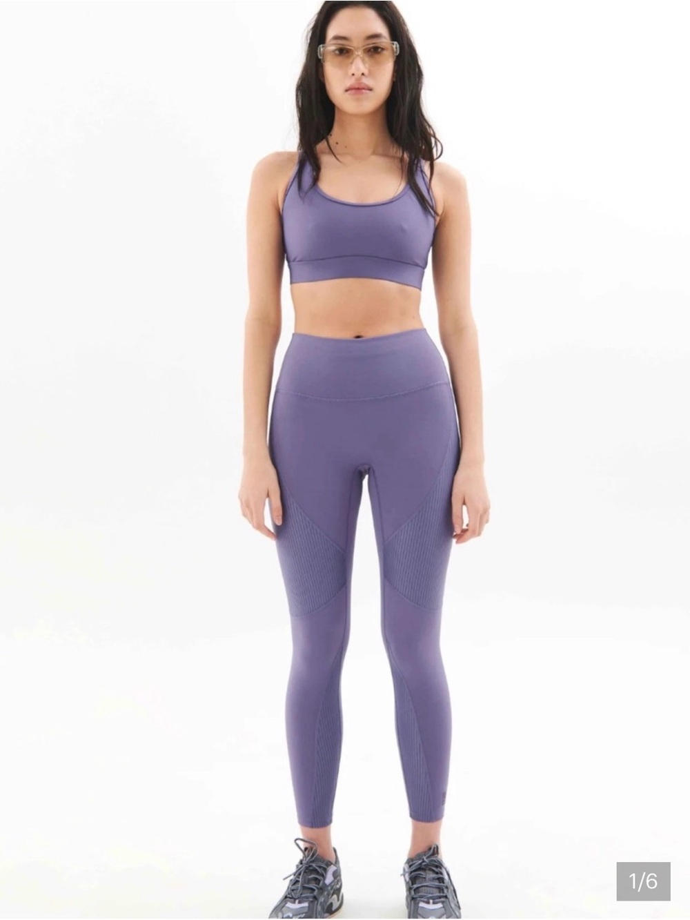 PE Nation Racerback Sports Bra and Leggings Set with Mesh Detail